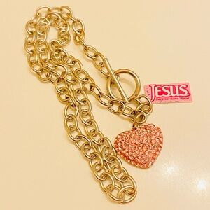 Heart Pink Swarovski Crystals 925 Sterling Silver Necklace